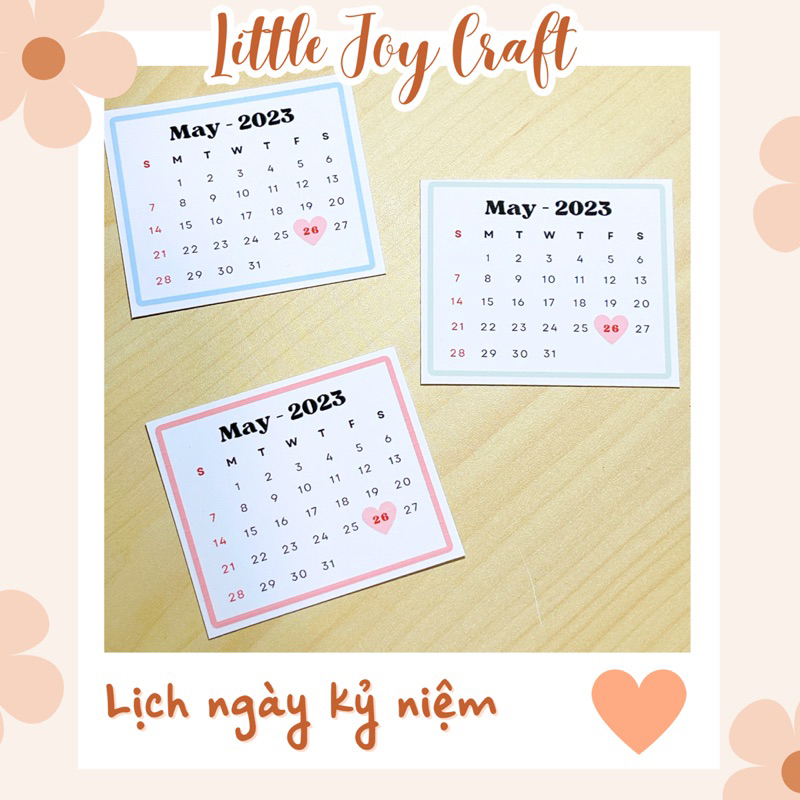 LỊCH ngày kỉ niệm trang trí Khung Ảnh, Scrapbook, Lovebox