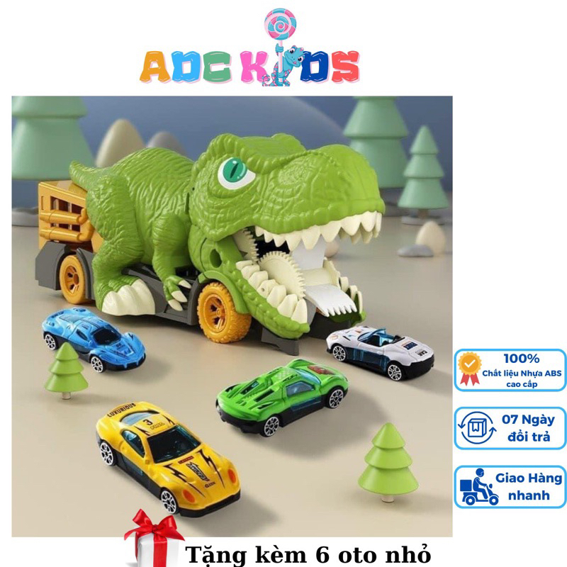 Đồ chơi khủng long bạo chúa táp nuốt xe oto KÈM XE OTO CON KIM LOẠI,xe trượt quán tính hợp kim,đồ chơi giải trí cho bé