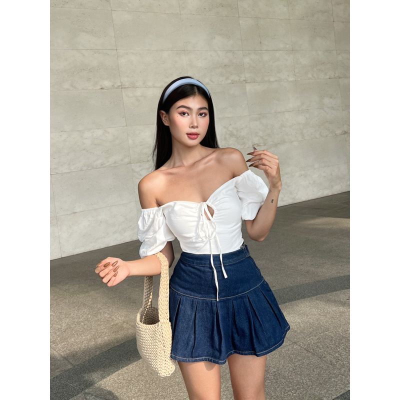 Áo croptop tay phồng thiết kế cột nơ REVERCLOTHINGS Klaus Top