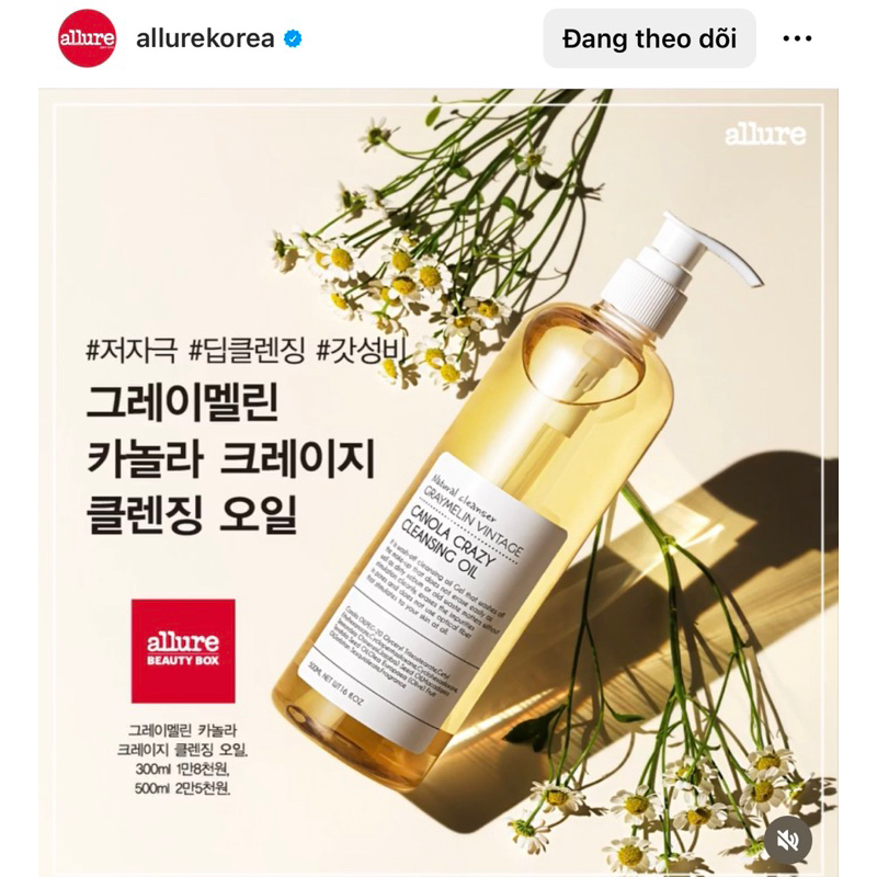 Dầu tẩy trang hoa cải graymelin thuần chay