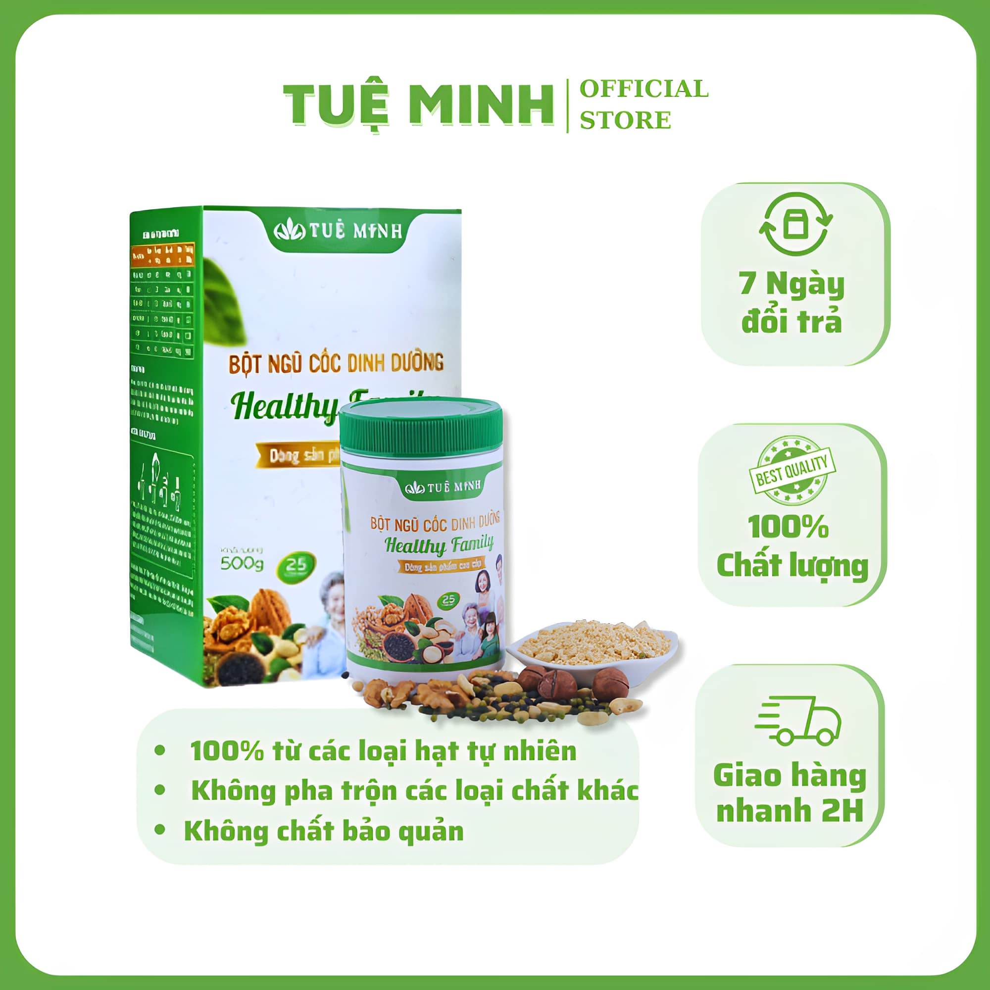 500g Bột ngũ cốc dinh dưỡng Tuệ Minh, Bột ngũ cốc 25 loại hạt 1 hộp như hình giúp tăng,giảm cân,lợi sữa