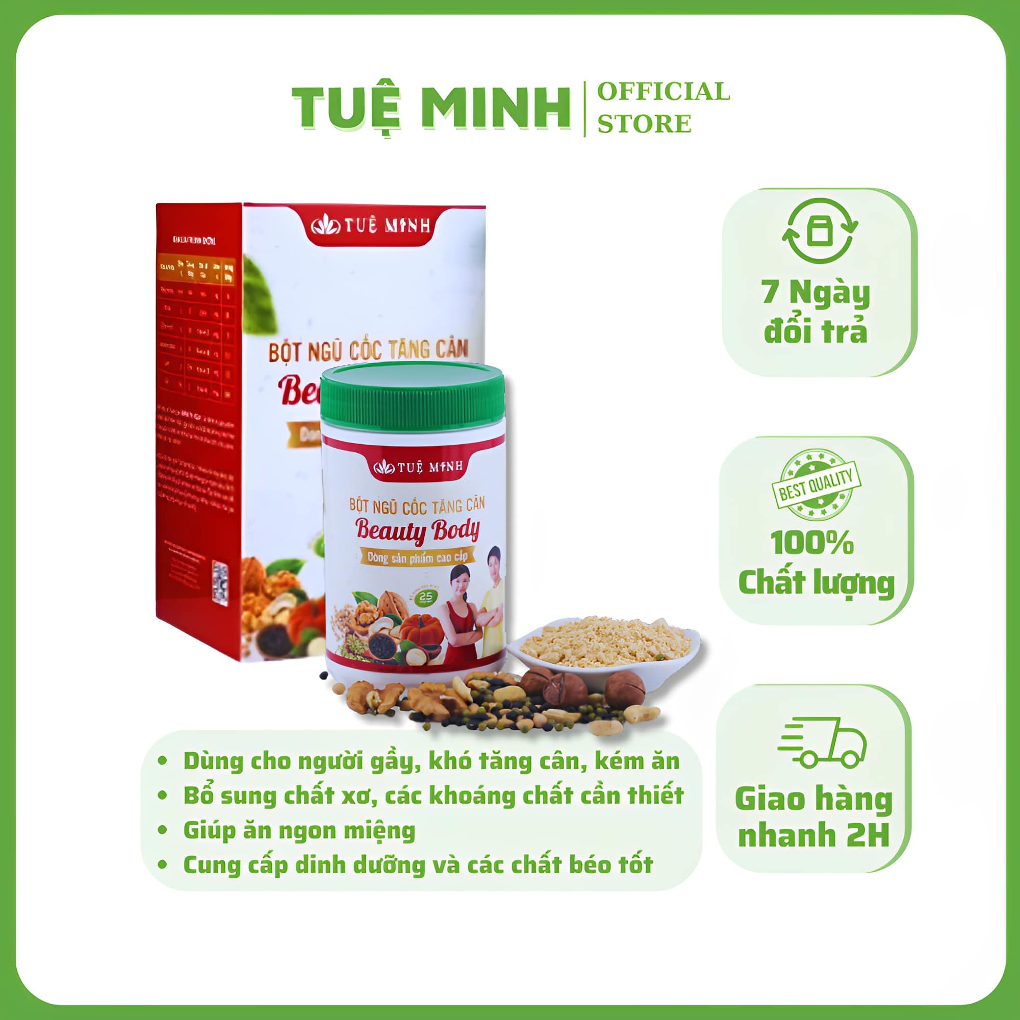 Bột Ngũ Cốc Tăng Cân Tuệ Minh 25 loại hạt dinh dưỡng cao cấp hộp 500g tốt cho người gầy muốn tăng cân tự nhiên