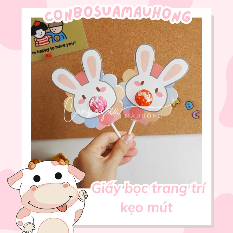 Giấy Bọc Thẻ Trang Trí Kẹo Mút Dễ Thương Dành Làm Quà Tặng