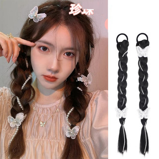 Tóc giả tết thắt bính đính hạt j140 ❤️freeship❤️ tóc tết thắt bính, tóc giả thắt bím