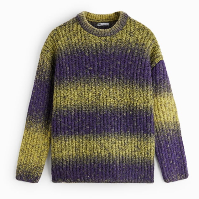 Áo len nam Zara authentic STRIPED JACQUARD SWEATER size S