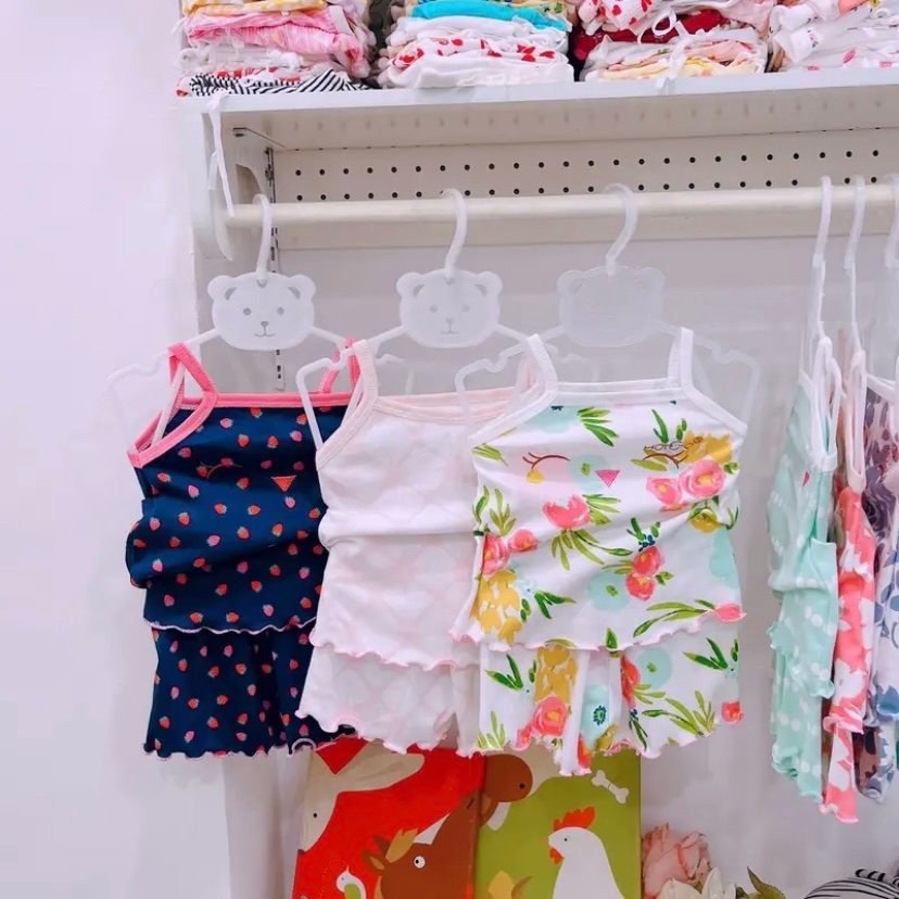 Bộ cotton đùi hai dây HotGa cho bé gái nhiều họa tiết dễ thương