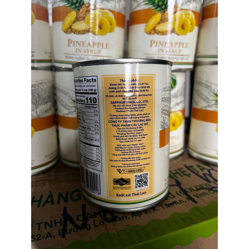 Dứa Ngâm Đường Hiệu AA- 565g Lon