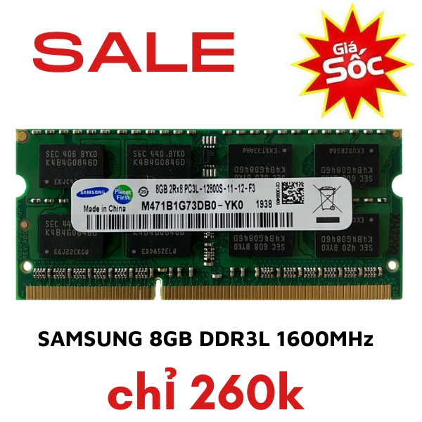Ram SAMSUNG 8GB DDR3L 1600MHz 204-Pin dành cho laptop