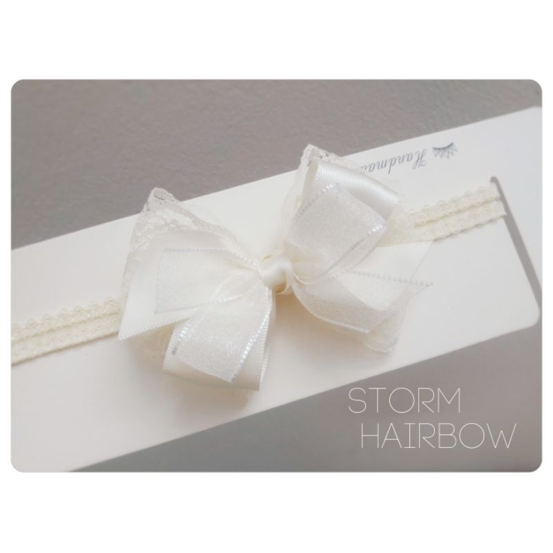 Băng đô/headband ren kem handmade cho công chúa - Storm Hairbow