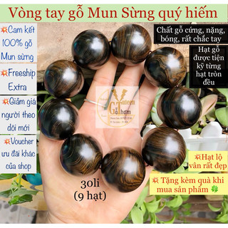 Vòng phong thủy gỗ mun hút tài vận, mun sừng Khánh Hòa, vòng tay đẹp cá tính, màu đen sang trọng, độc lạ. Gỗ thơm Yuleen