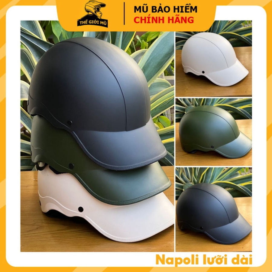 Mũ bảo hiểm lưỡi trai Napoli (tặng hình dán),nón bảo hiểm 1/2 kết cứng,mỏ liền,nón sơn dành cho nam nữ,bảo hành 12 tháng