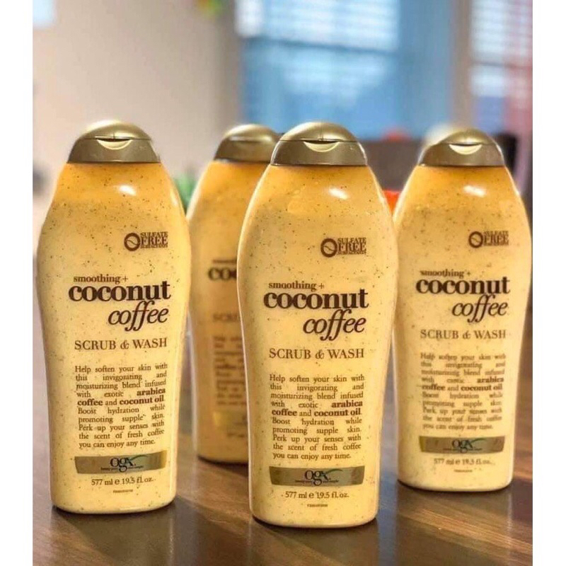SỮA TẮM OGX BODY SCRUB WASH SULFATE FREE TẨY TẾ BÀO CHẾT DƯỠNG DA TRẮNG MỊN 577ML