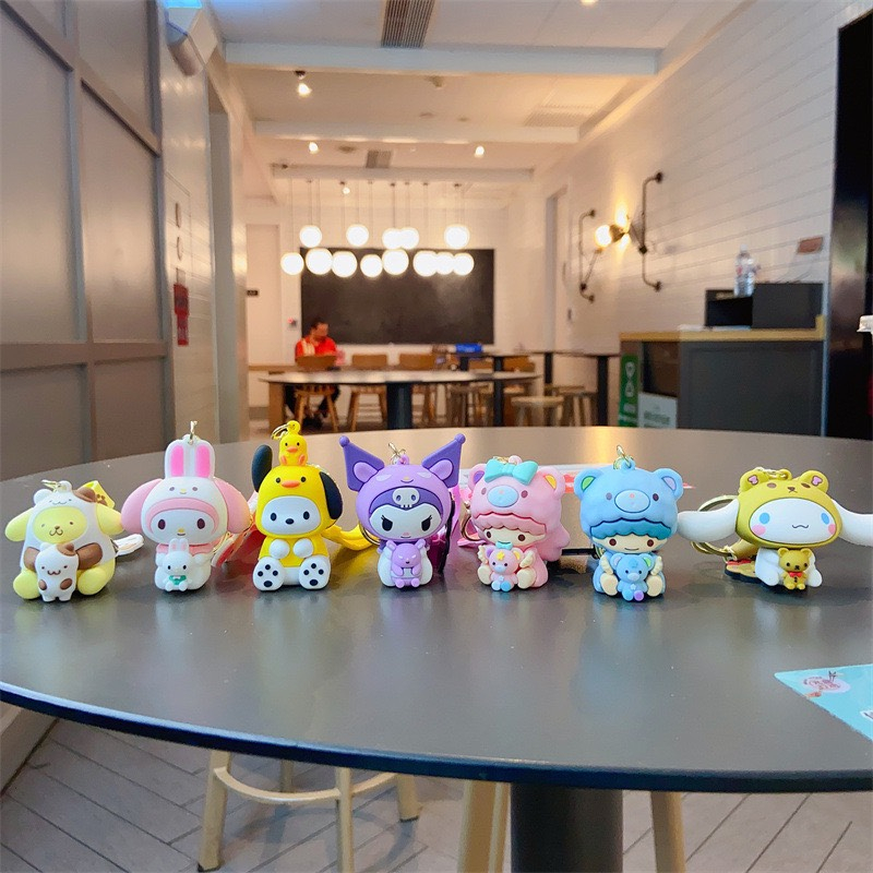 Móc khoá sanrio silicon, đồ treo balo túi xách,chìa khoá Kuromi, Purin, Cinnamoroll