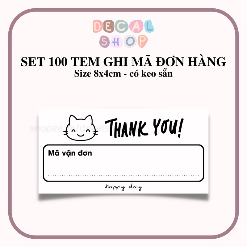 Set 100 Tem Ghi Mã Đơn Hàng - Có Keo Sẵn - Size 8x4cm