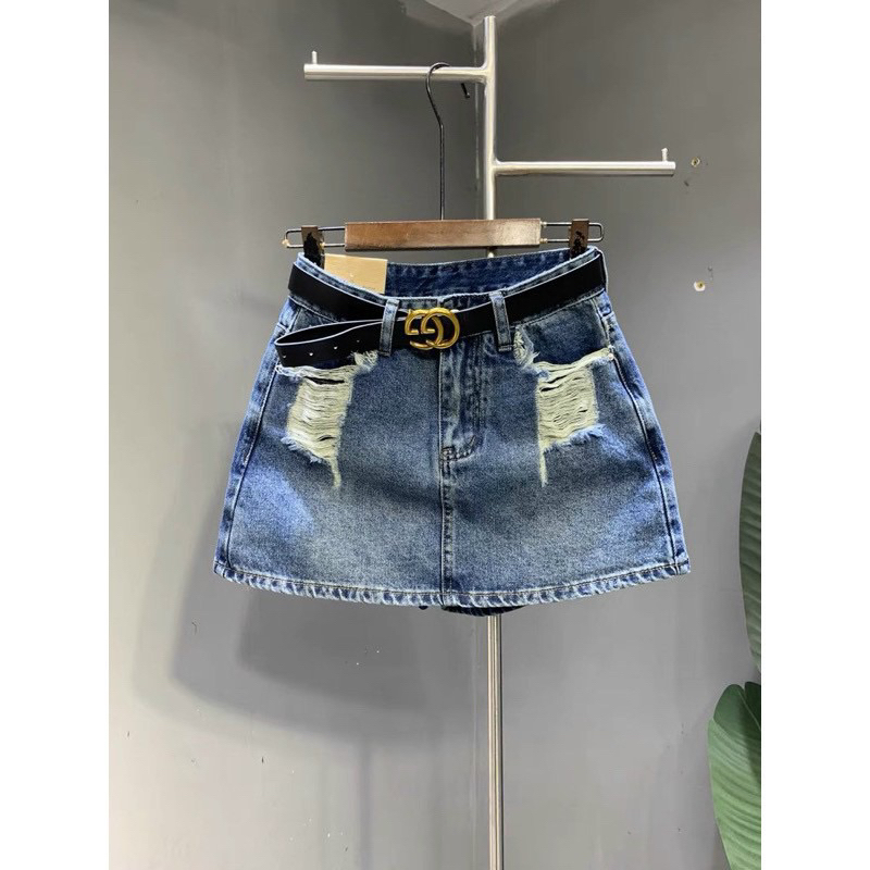 QUẦN GIẢ VÁY VÁY JEANS RÁCH 2 BÊN # 686