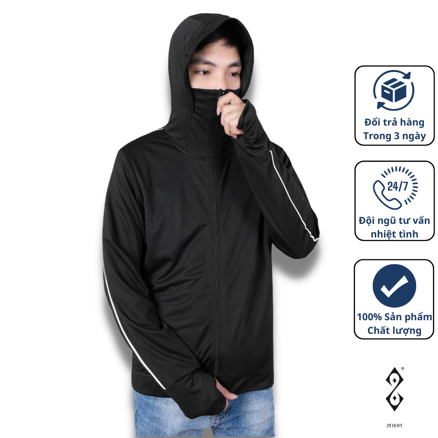 Áo chống nắng nam 2 lớp cao cấp 2EIGHT, áo khoác chống nắng ngăn tia uv thông hơi thoáng mát thời trang