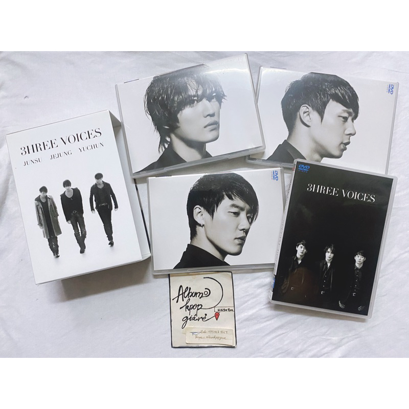 Tvxq dbsk jyj album 3hree voice DVD đã khui seal, gồm 4 DVD mini mini booklet như hình.