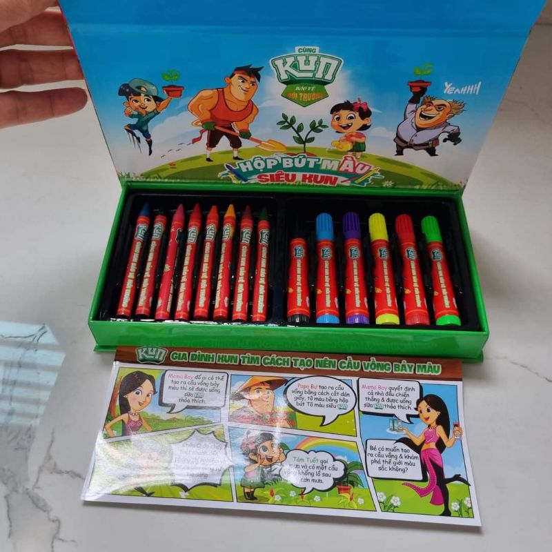 HỘP BÚT TÔ MÀU SIÊU KUN 14 CHI TIẾT CHO BÉ YÊU