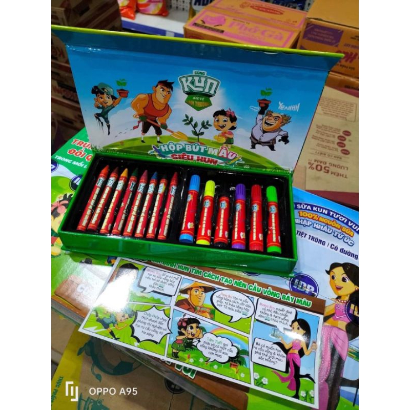 HỘP BÚT TÔ MÀU SIÊU KUN 14 CHI TIẾT CHO BÉ YÊU