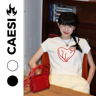 [Mã giảm Caesilover] Áo baby tee Basic Cat BLACK/WHITE trái tim mèo, áo phông tee nữ local brand, áo phông trắng đen mèo