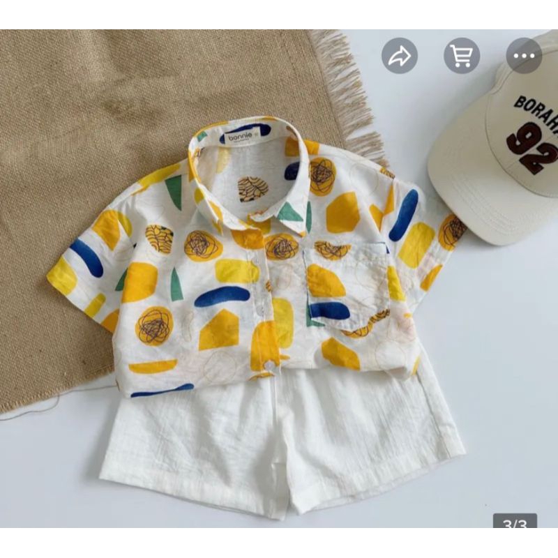 Sét bộ đũi bé trai hoa lá cành cao cấp đi biển, du lịch