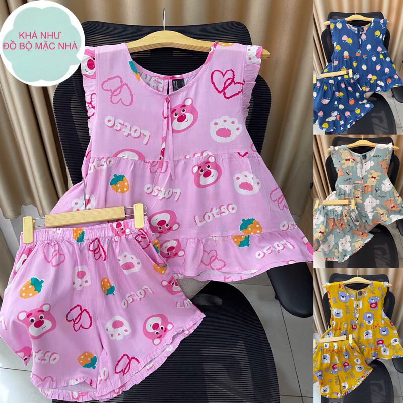 Bộ tole mặc nhà, bộ lanh nữ quần đùi áo babydoll 45-70 ký