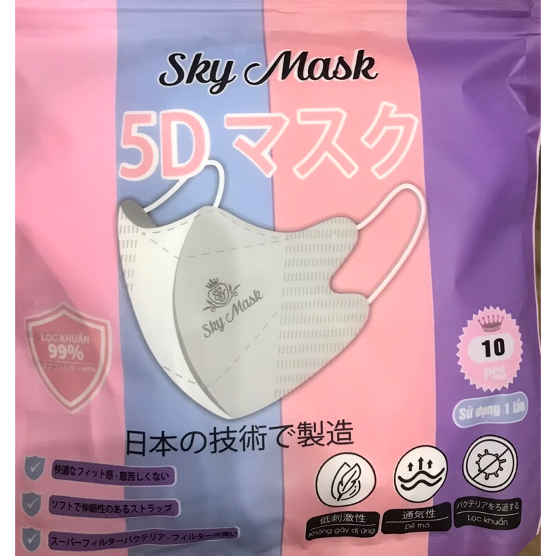 100c khẩu trang y tế 5D Sky Mask công nghệ Nhật Bản kháng khuẩn bảo vệ hô hấp khoẻ mạnh kiểu dáng thời trang thanh lịch
