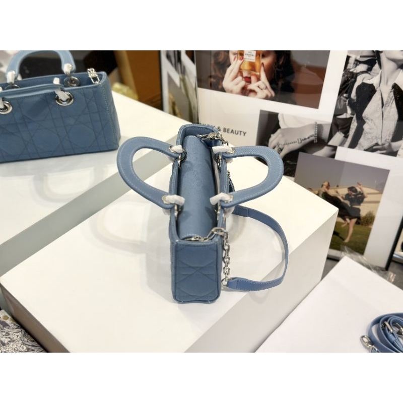 Túi xách nữ LADY Blue da bò denim sz26cm bản 2 quai đẹp dã man fullbox hãng