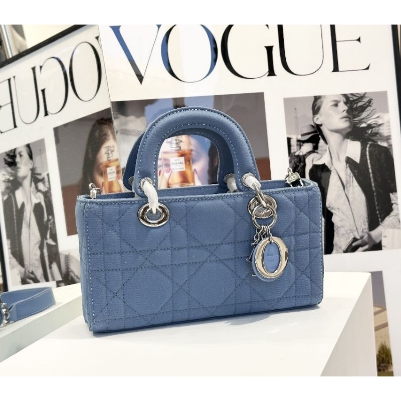 Túi xách nữ LADY Blue da bò denim sz26cm bản 2 quai đẹp dã man fullbox hãng