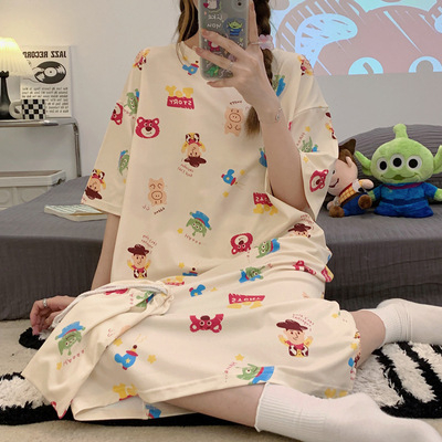 Đầm ngủ bigsize cute dễ thương TOZZO dáng suông in hoạt hình mặc nhà mùa hè VC01