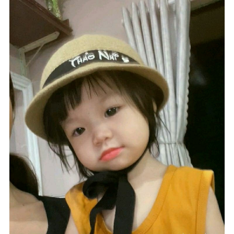 Mũ sợi len lông thỏ thêu tên theo yêu cầu cho bé