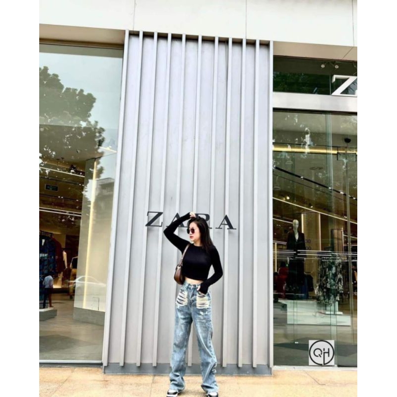 MS1- Quần jean nữ ống suông túi rách chất cotton không co giãn có big size đến 69kg cho các chị em ạ | BigBuy360 - bigbuy360.vn