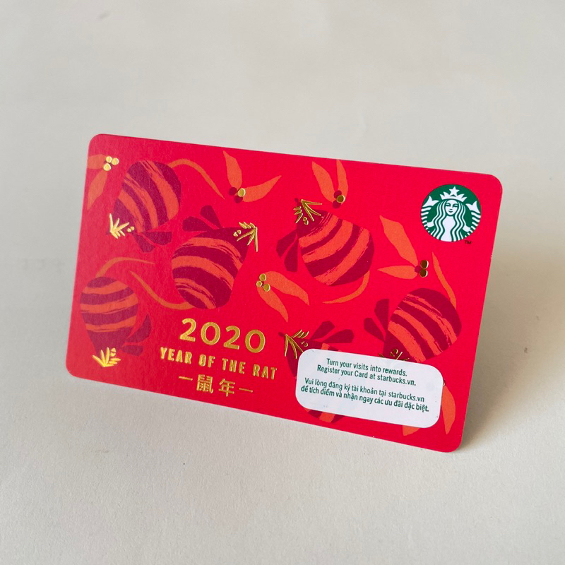2711A THẺ STARBUCKS GIẤY VN CHUỘT - TÍ 2020 YEAR OF THE RAT (thẻ đã sử dụng, dùng để sưu tầm)