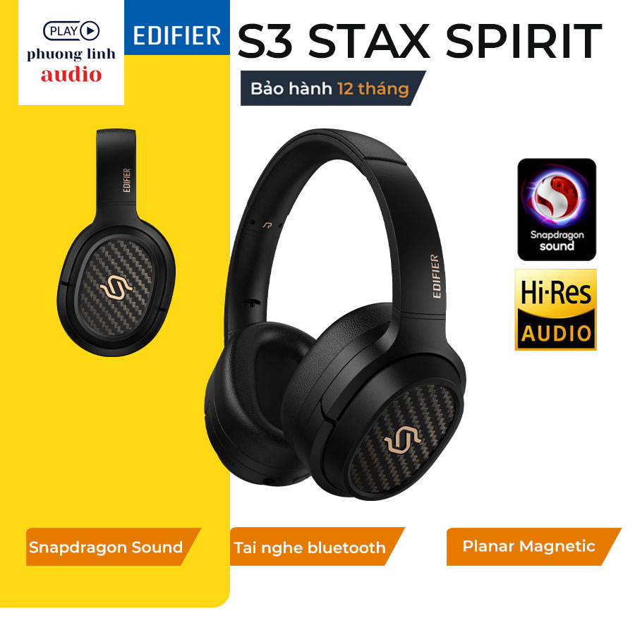Tai nghe bluetooth Edifier S3 STAX SPIRIT chụp tai Planar magnetic âm thanh SNAPDRAGON SOUND Hàng chính hãng