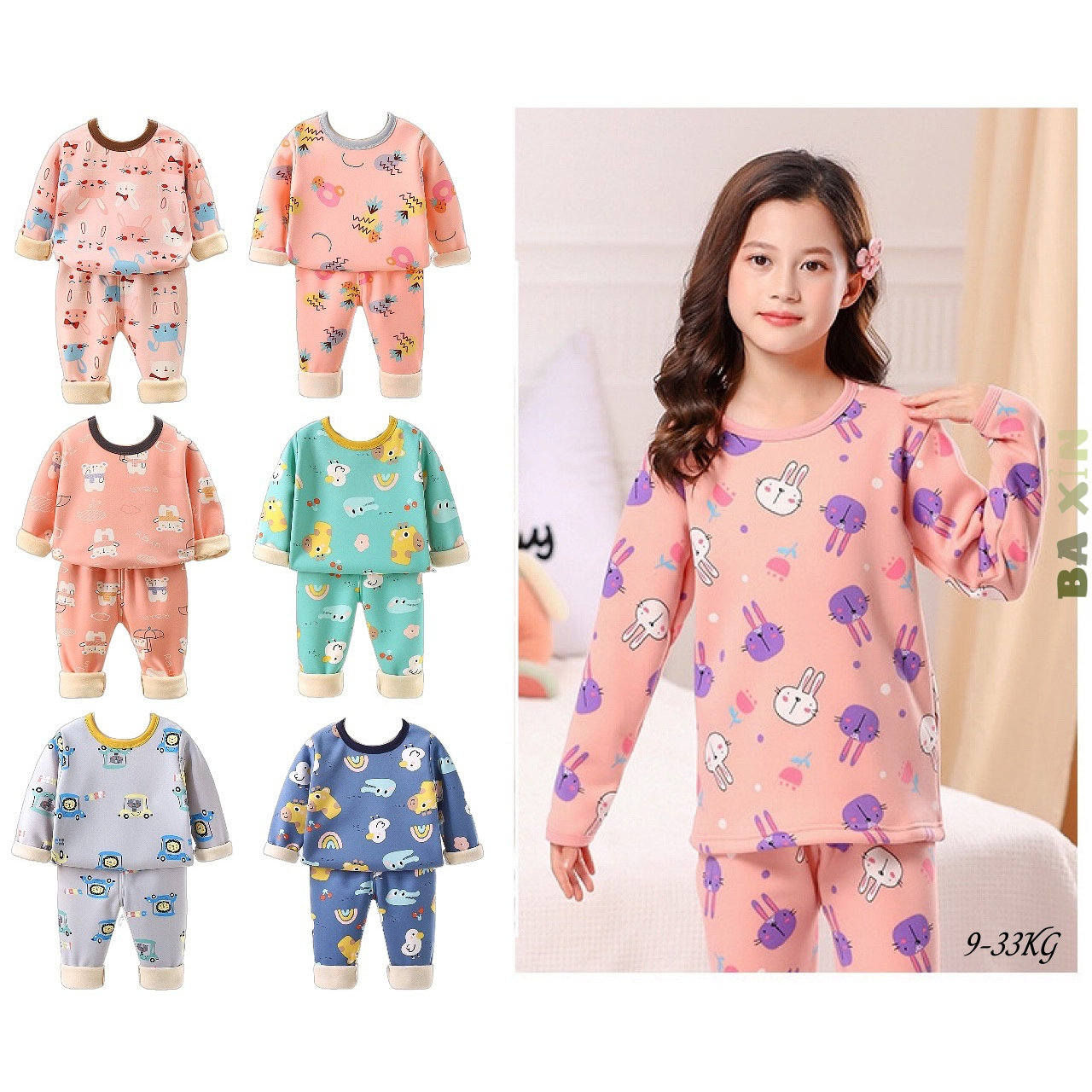 (9-33kg)BỘ ĐỒ NỈ BÔNG DÀI TAY CỔ TRÒN MÙA ĐÔNG GIỮ ẤM CHO BÉ TRAI BÉ GÁI SIZE ĐẠI | BA XỈN STORE