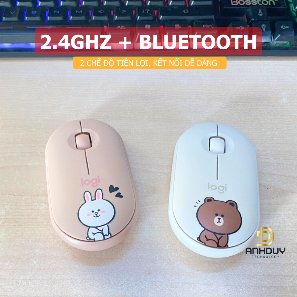 Chuột không dây bluetooth Logitech Pebble M350 OEM thiết kế mini click silent 5 màu tùy chọn