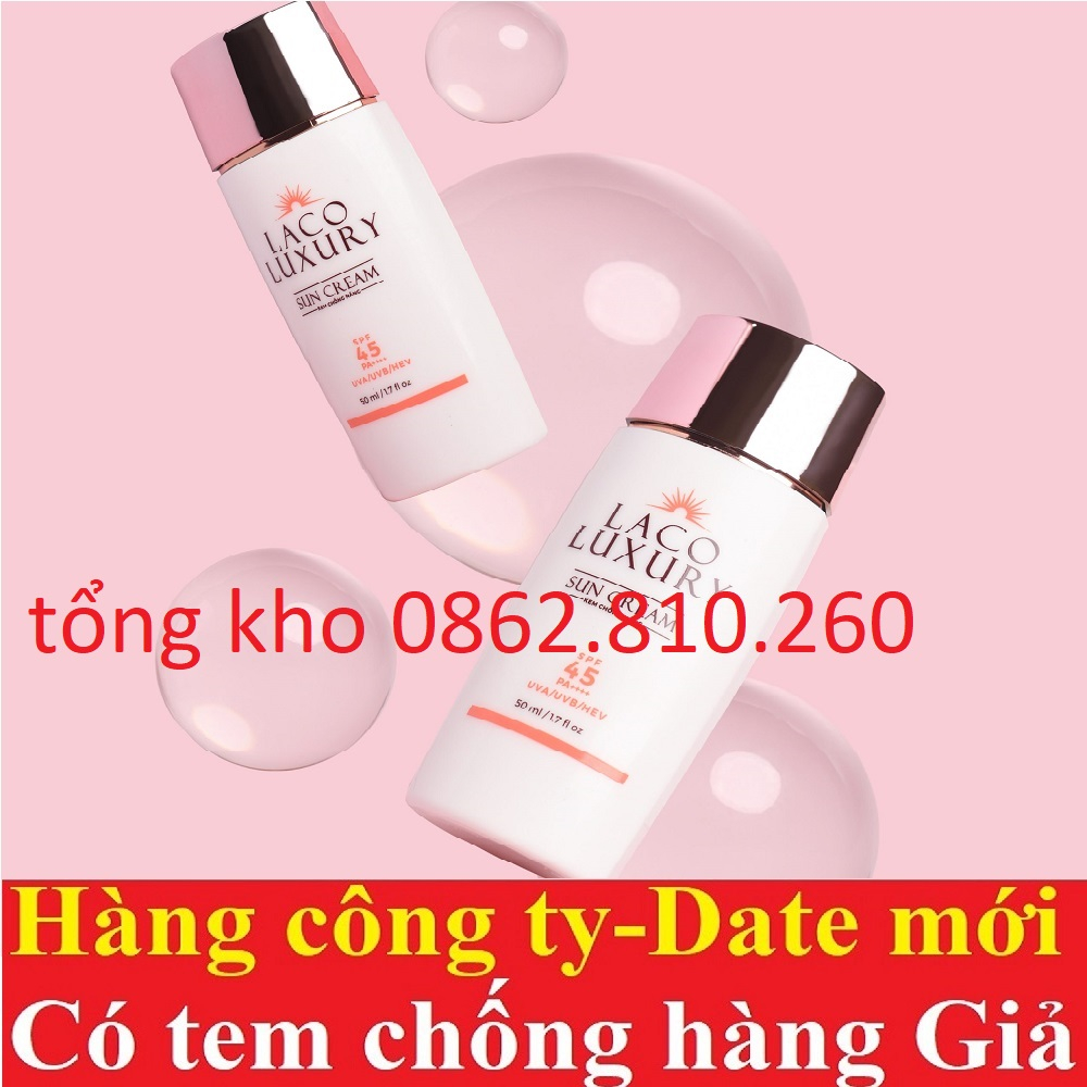 Laco Luxury Sun Cream 50ml Kem Chống Nắng, dưỡng trắng SPF45 PA++++ Lên Tone, Chống UVA, UVB, Không Nhờn, Kiềm Dầu