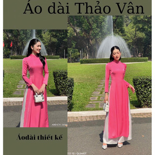 Áo dài cách tân đính ngọc màu hồng sen-TV004