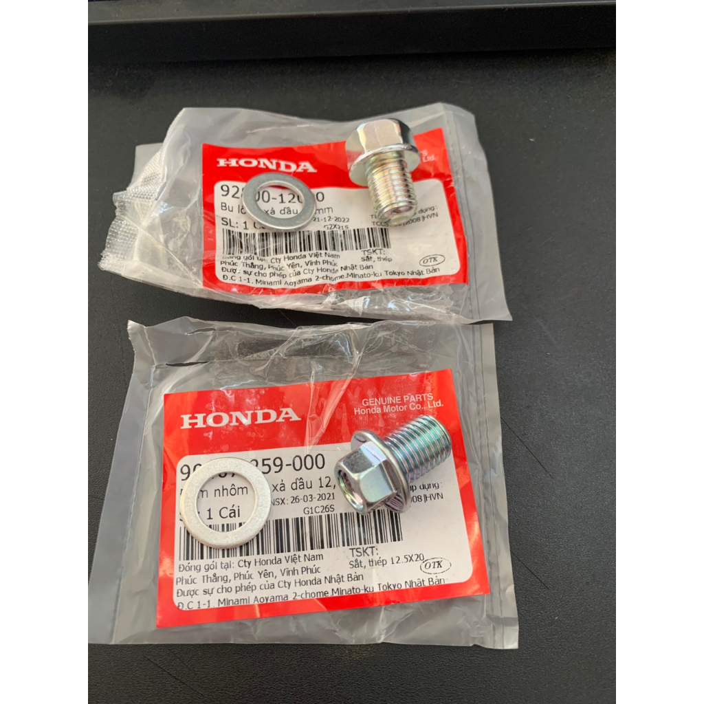 ỐC XẢ NHỚT HONDA ZIN CHÍNH HÃNG ( BỘ 2 MÓN )
