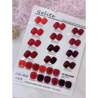 Sét 12 màu Gelite tông đỏ 15 ml tặng bảng màu