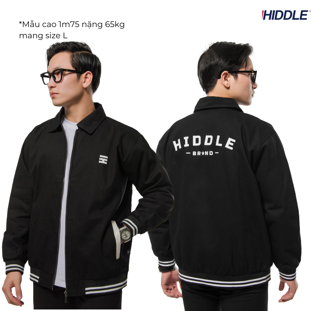 Áo khoác nam bomber Varsity vải kaki cổ bẻ khóa kéo 2 lớp vải dày dặn HIDDLE H05-AK5