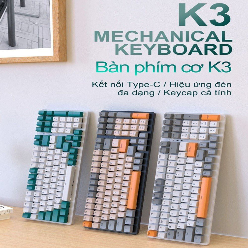 [Bàn Phím Cơ ZIYOU K3] Kết nối có dây - 3 màu - 10 chế độ nháy đèn