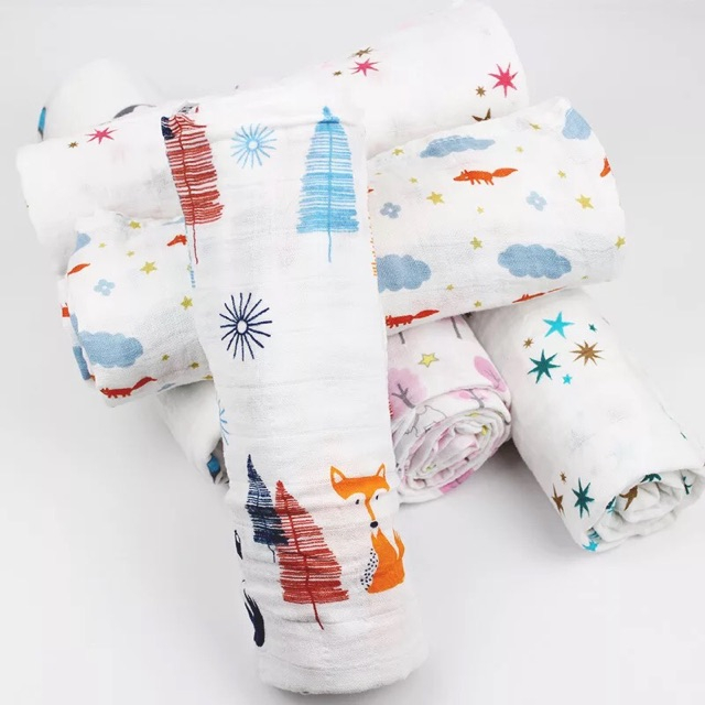 Khăn Xô Tắm Muslin Swaddle Organic cotton Khăn Tắm Đa Năng Cho bé - Bố Bắp Store