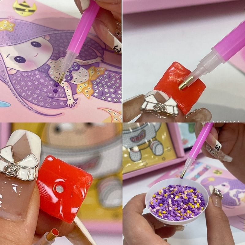 Set 16 tranh đính đá mini kèm bộ dụng cụ đính đá giúp bé rèn luyện tính kiên trì và sáng tạo PÂPZUM