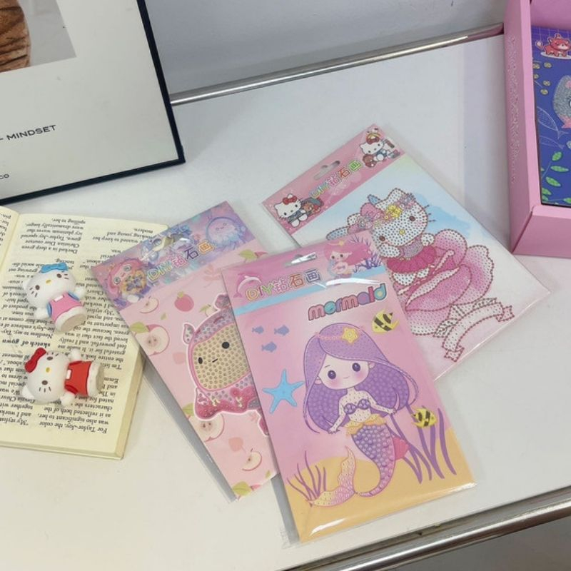 Set 16 tranh đính đá mini kèm bộ dụng cụ đính đá giúp bé rèn luyện tính kiên trì và sáng tạo PÂPZUM