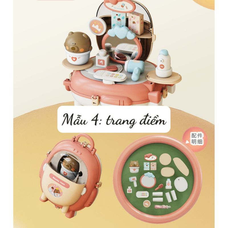 Bộ đồ chơi nấu ăn trang điểm đất nặn hình balo nhiều mẫu siêu xinh cho bé PAPAZUM