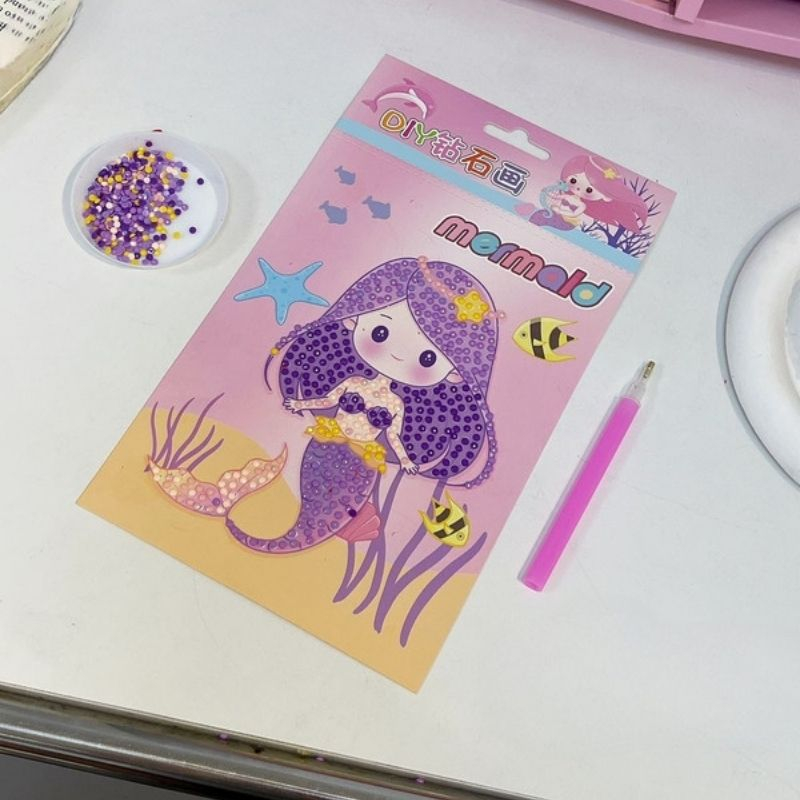 Set 16 tranh đính đá mini kèm bộ dụng cụ đính đá giúp bé rèn luyện tính kiên trì và sáng tạo PÂPZUM