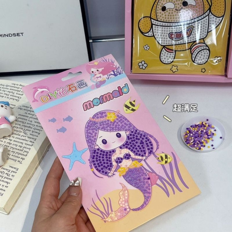 Set 16 tranh đính đá mini kèm bộ dụng cụ đính đá giúp bé rèn luyện tính kiên trì và sáng tạo PÂPZUM