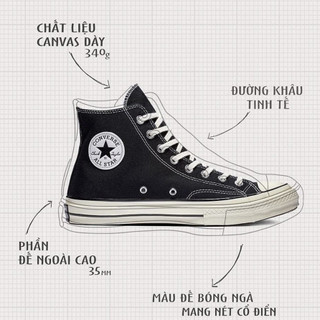 Giày_converse cổ cao/thấp, giày converse chuck 1970s nam nữ hàng đẹp full box bill