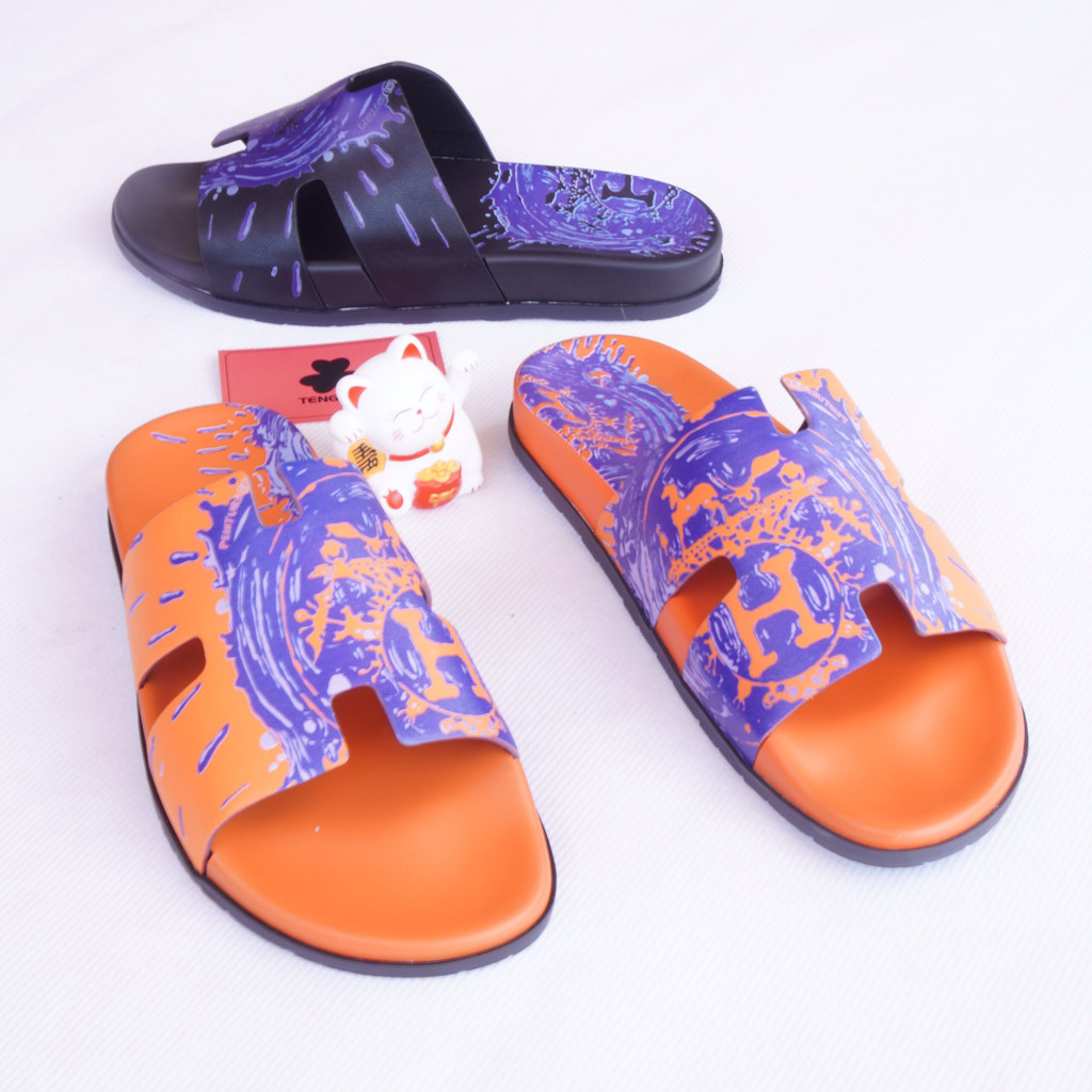 Dép nam HM hình in phong cách, Dép HM mới nhất 2023 cho nam ful box